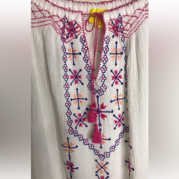 New Roberta Roller Rabbit Women's Peasant Blouse 100% Cotton Beachy Tunic Medium - Picture 10 of 13